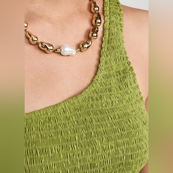 Like New S/W/F Lime Yellow Green Asymmetric Maxi Dress Smocked - Picture 4 of 8